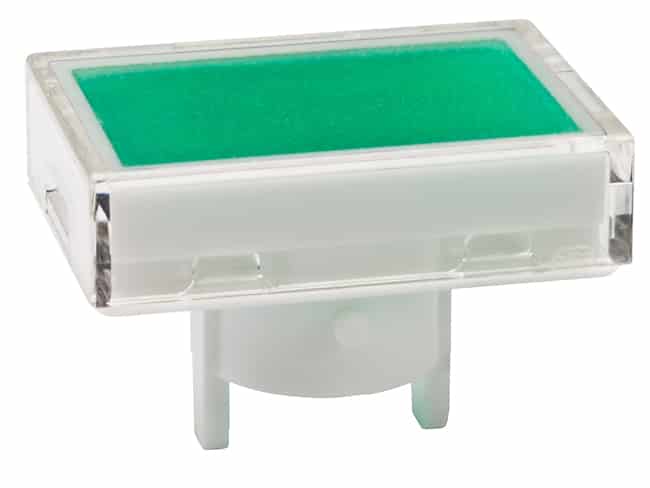 CAP PUSHBUTTON RECT CLEAR/GREEN