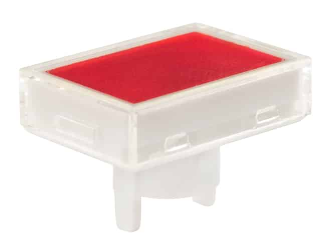 CAP PUSHBUTTON RECT CLEAR/RED