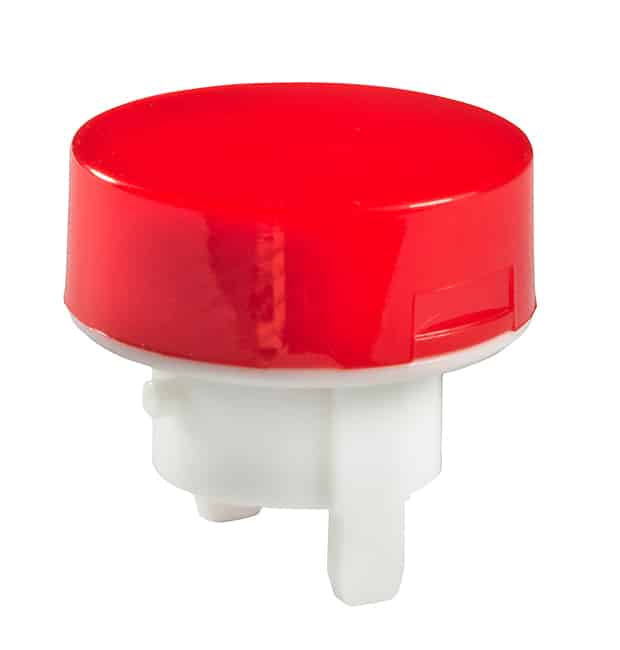 CAP PUSHBUTTON ROUND RED/WHITE