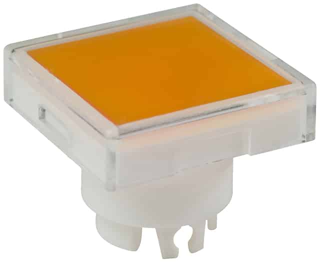 CAP PUSHBUTTON SQUARE CLR/AMBER