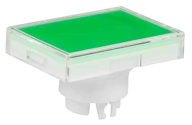 CAP PUSHBUTTON RECT CLEAR/GREEN