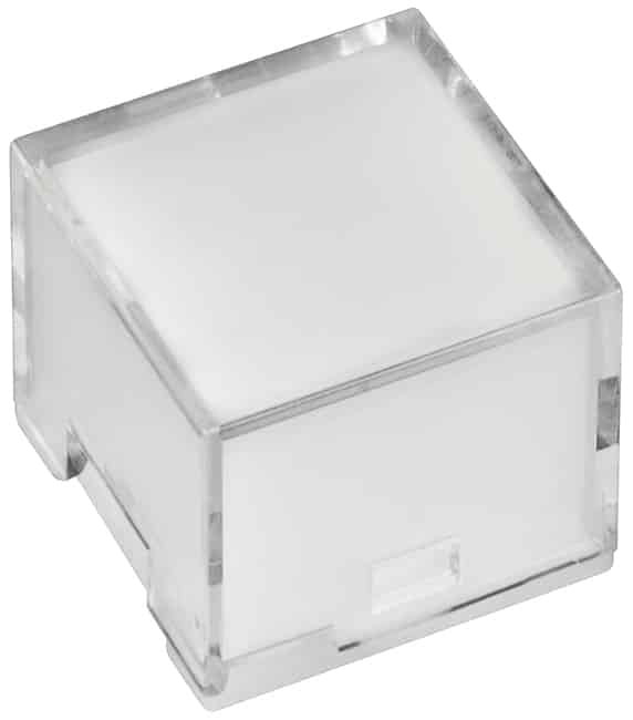 CAP PUSHBUTTON SQUARE CLEAR/WHT