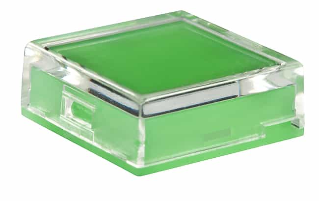 CAP PUSHBUTTON SQUARE CLEAR/GRN