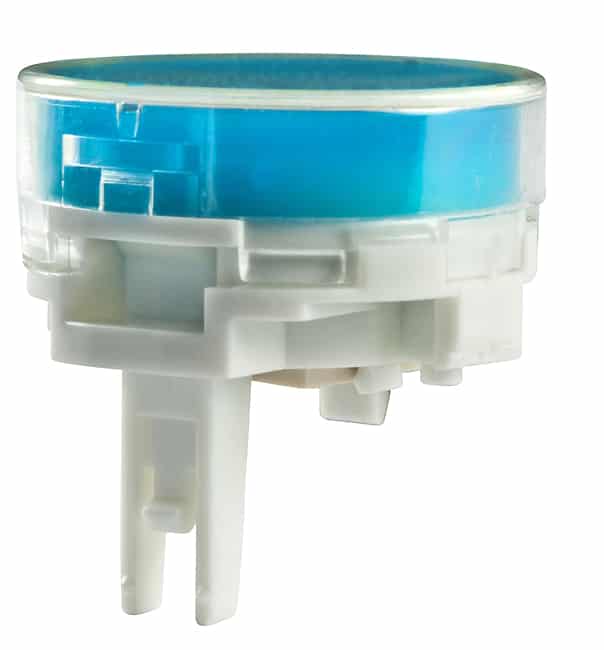 CAP PUSHBUTTON ROUND CLEAR/BLUE