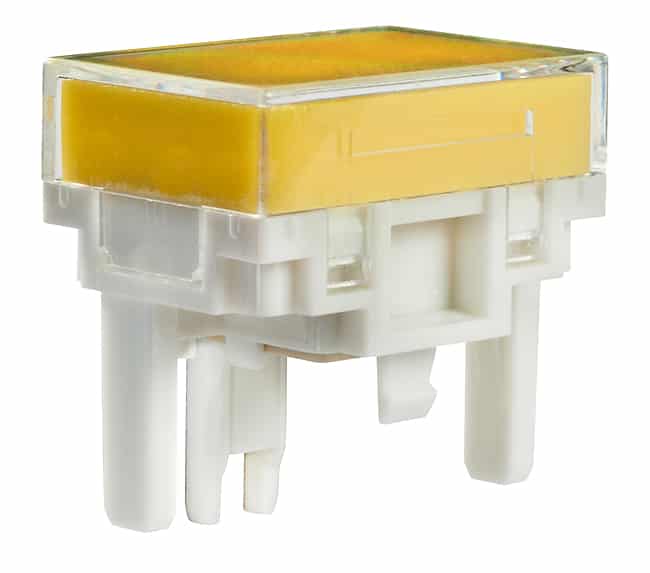 CAP PUSHBUTTON RECT CLEAR/YELLOW