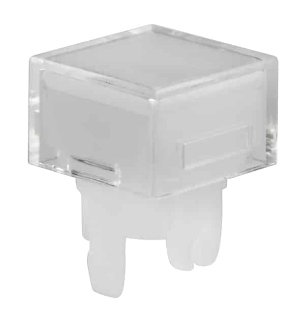 CAP PUSHBUTTON SQUARE CLEAR/WHT