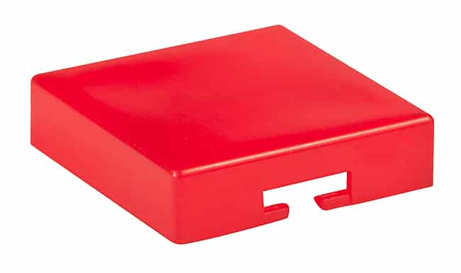 CAP PUSHBUTTON SQUARE CLEAR/RED