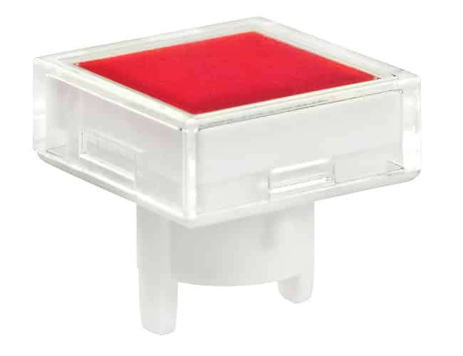 CAP PUSHBUTTON SQUARE CLEAR/RED