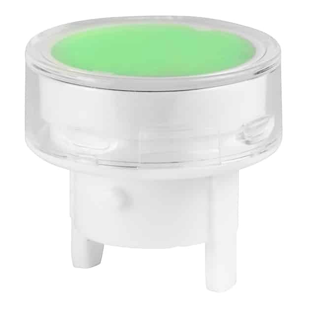 CAP PUSHBUTTON ROUND CLEAR/GREEN