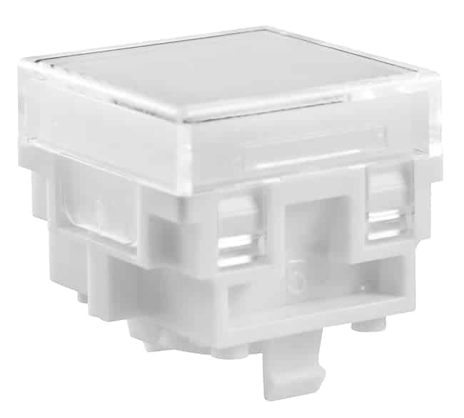 CAP PUSHBUTTON SQUARE CLEAR/WHT