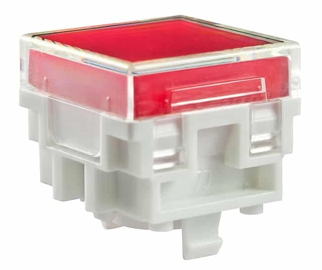 CAP PUSHBUTTON SQUARE CLEAR/RED