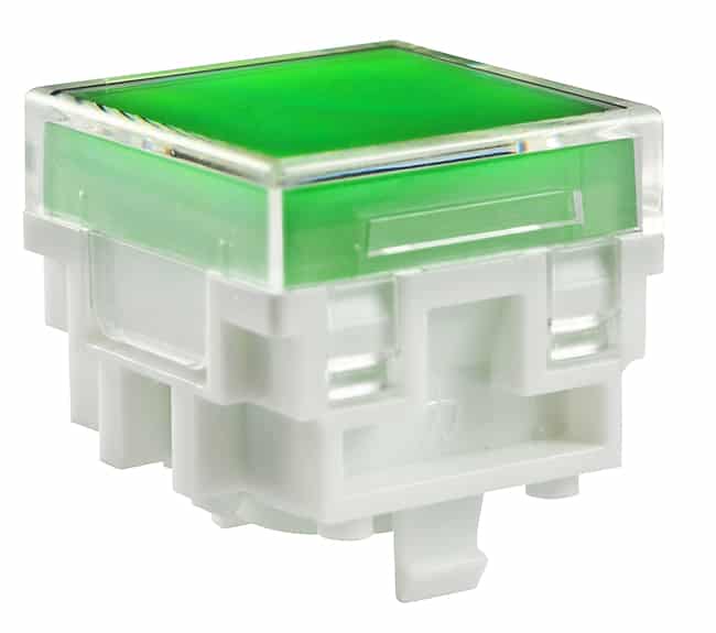 CAP PUSHBUTTON SQUARE CLEAR/GRN