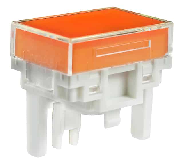 CAP PUSHBUTTON RECT CLEAR/AMBER