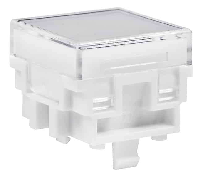 CAP PUSHBUTTON SQUARE CLEAR/WHT