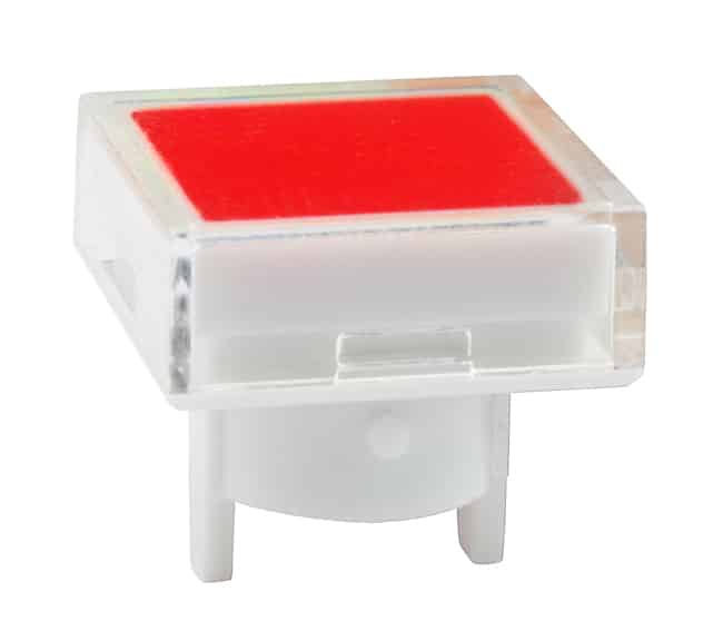 CAP PUSHBUTTON SQUARE CLEAR/RED