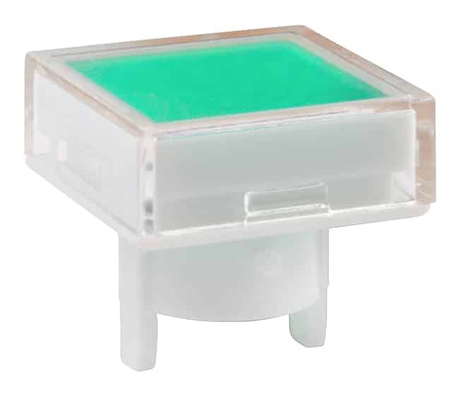 CAP PUSHBUTTON SQUARE CLEAR/GRN