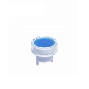 CAP PUSHBUTTON ROUND CLEAR/BLUE