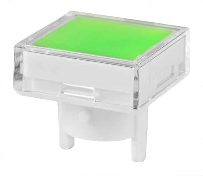 CAP PUSHBUTTON SQUARE CLEAR/GRN