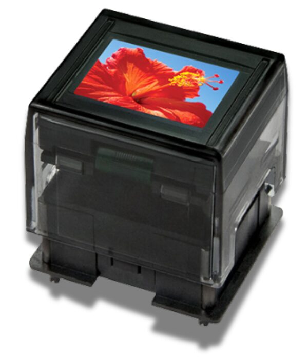 SmartDisplay OLED pushbuttons with vibrant graphical icons on 64 x 48 pixel screens, arranged in a multi-switch configuration for real-time HMI control.