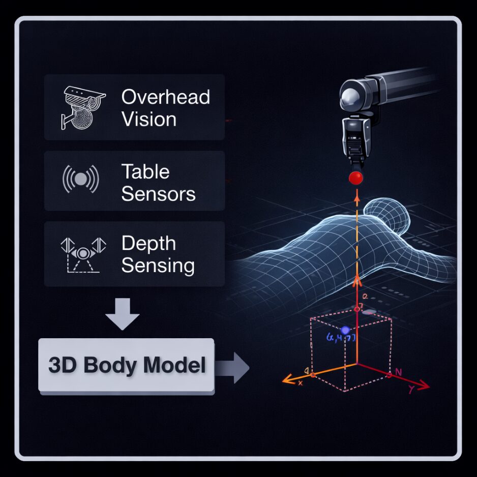 Diagram showing the process of creating a 3D body model.