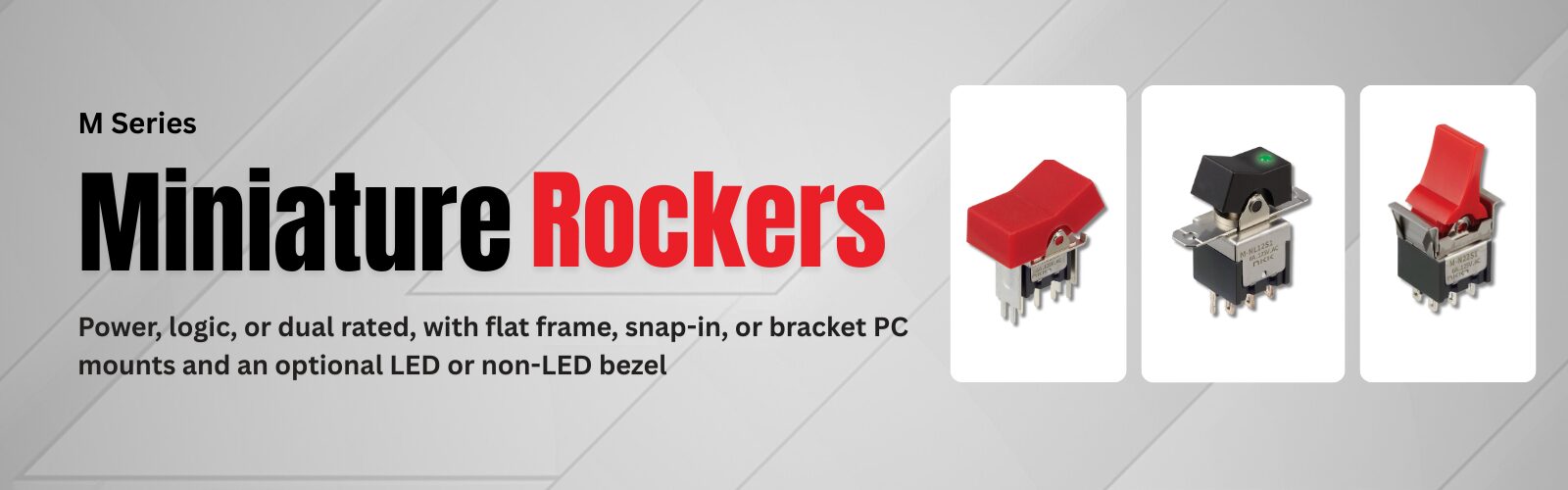 NKK M Series miniature rocker switches overview, linking to the series product page